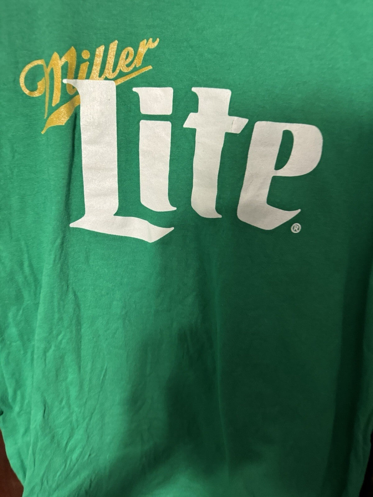 Miller Lite Beer Green Vintage Logo Tee Shirt Men Sz L
