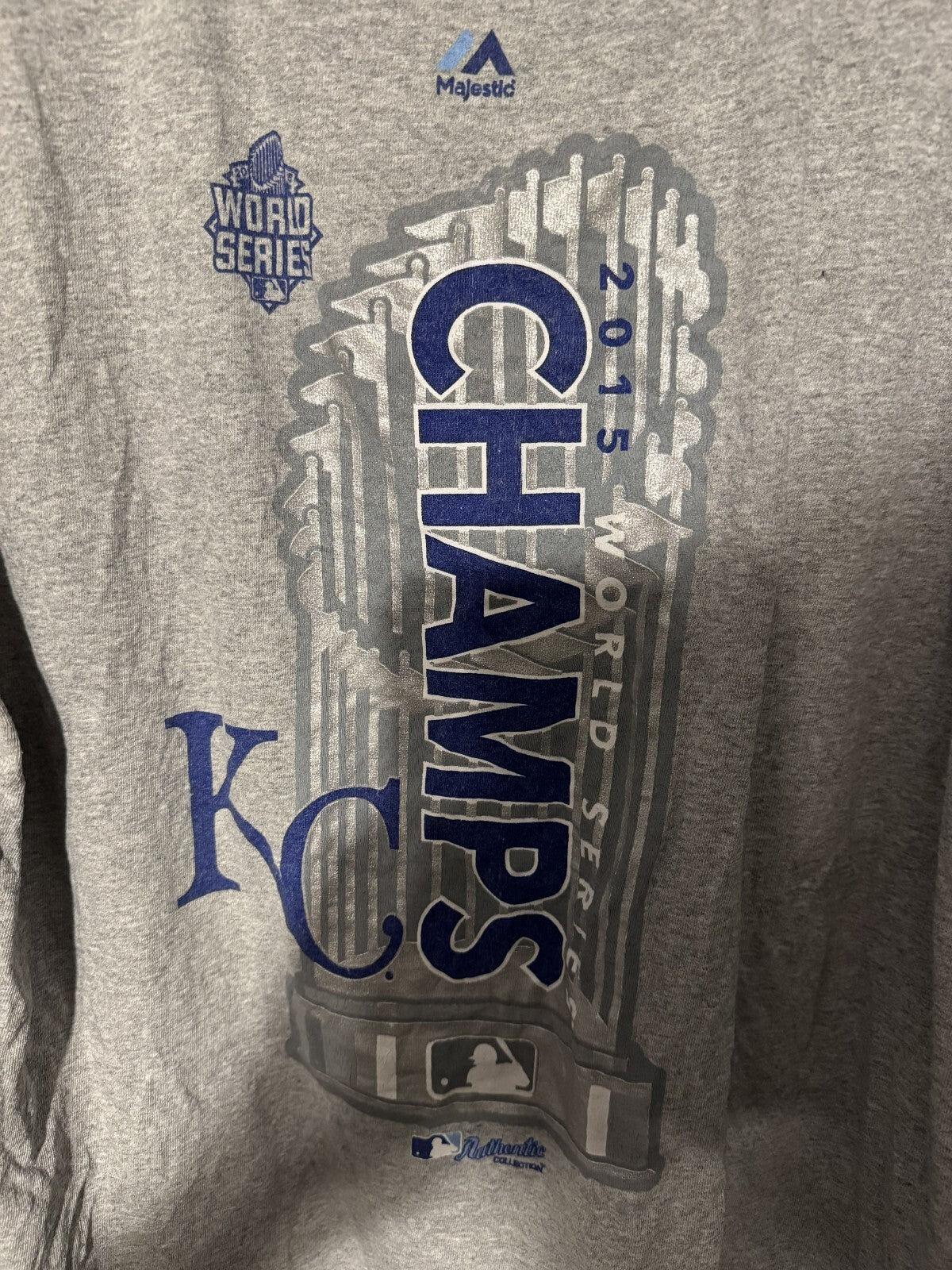 Kansas City Royals 2015 World Series Champions t-shirt Men's Size XL Gray