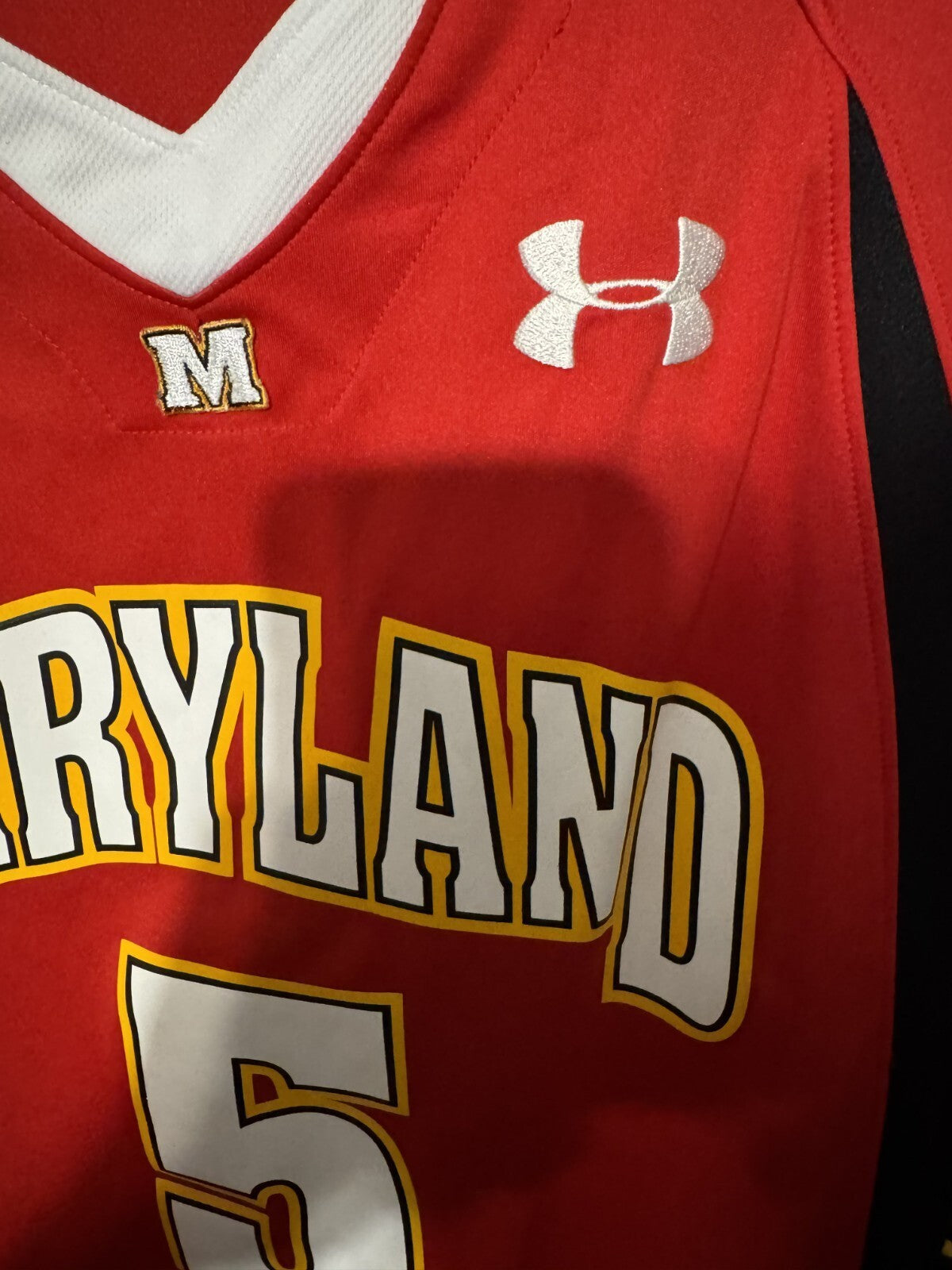 Maryland Terps #5 Under Armour Men's Basketball Jersey Red Size XL