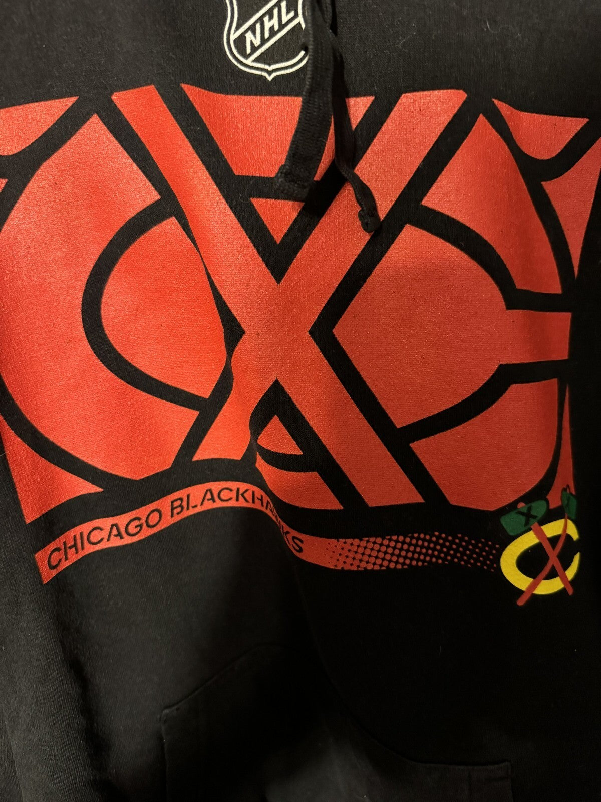 Chicago Blackhawks Fanatics Pullover Hoodie Black Men’s Size L