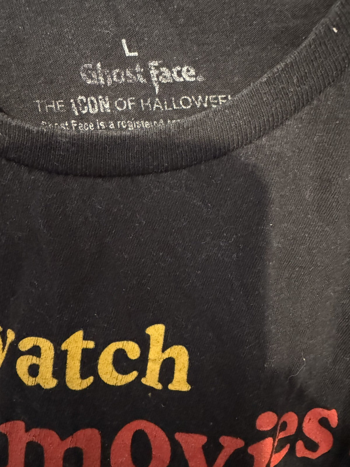 Scream Movie T-Shirt Men Sz L Black Let's Watch Scary Movies