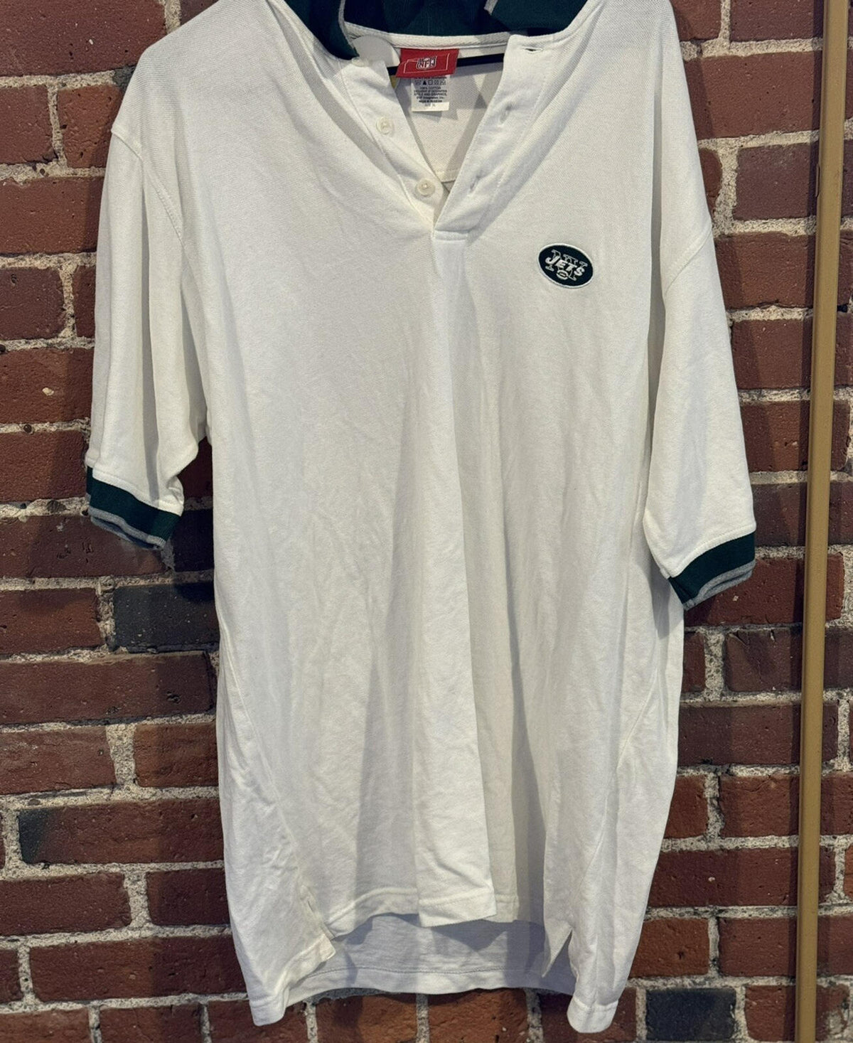 New York Jets NFL Vintage Polo Shirt Men's sz XL White/Green