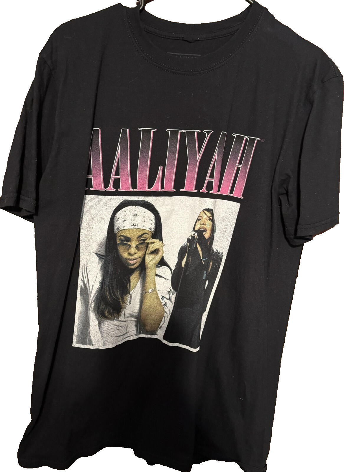 Aaliyah Pop Music S/S T-Shirt Black Men sz L