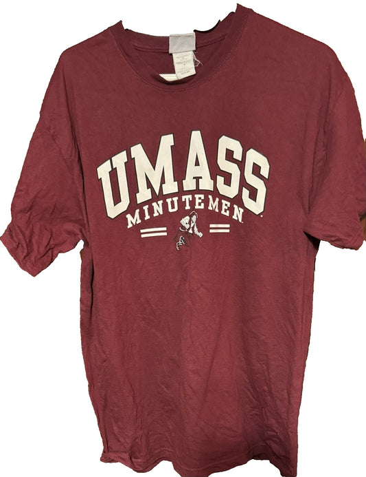 UMass Minutemen Short Sleeve Logo NCAA T-shirt Men's L Red