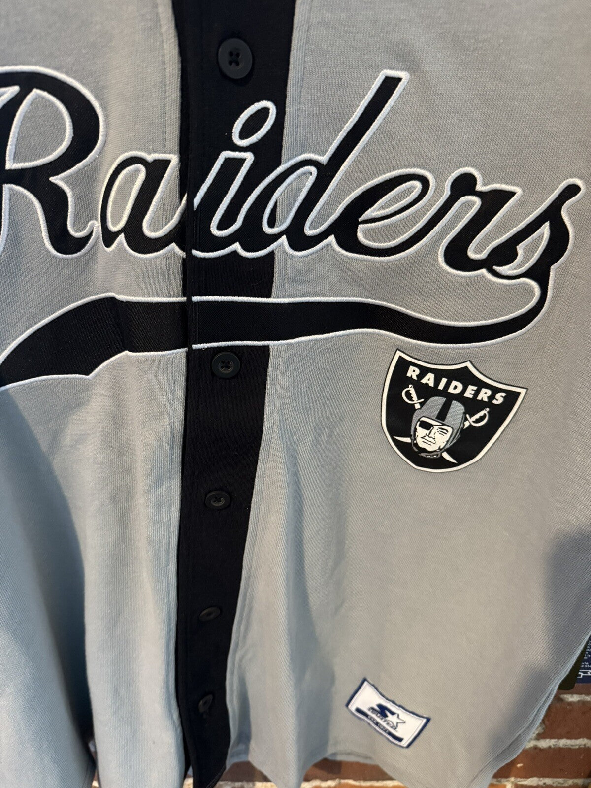 Las Vegas Raiders Starter baseball jersey Gray Men Sz L NEW WITH TAGS