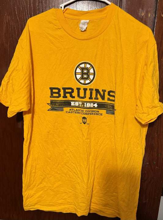 Boston Bruins Short Sleeve Yellow T-Shirt Men's Sz L