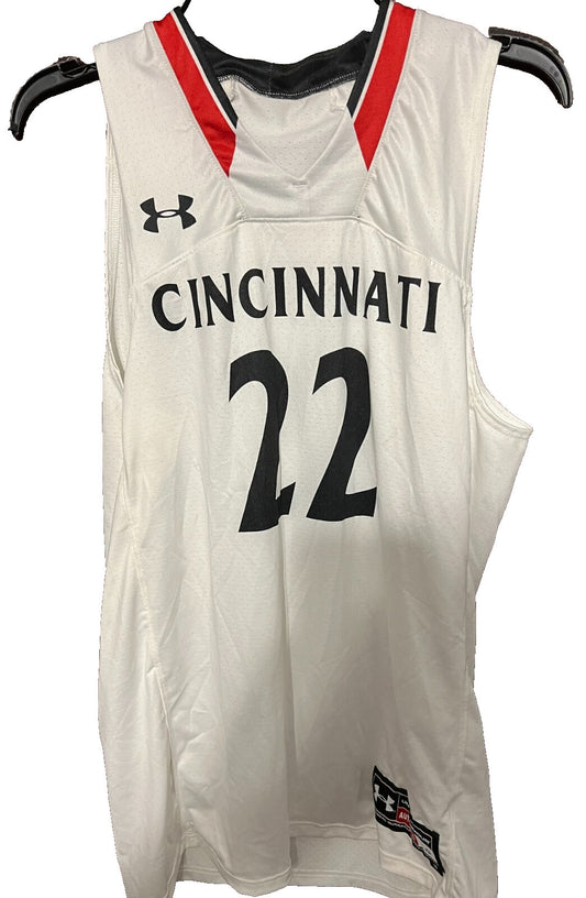 Cincinnati Bearcats NCAA Under Armour white Basketball Jersey #22 Mens Size L