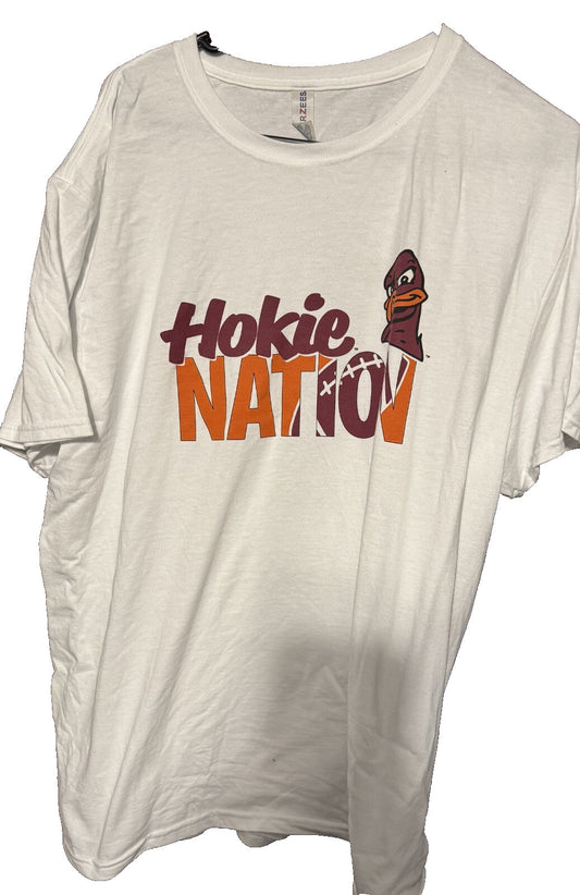 Virginia Tech Hokies White Hokie Nation Tee Shirt Men Sz XL