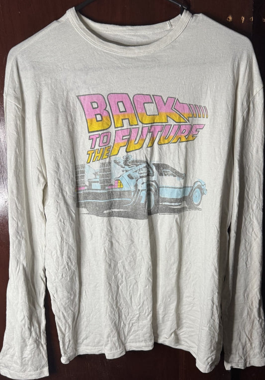 Back to the Future Movie Logo L/S T Shirt Kid's Size XXL White