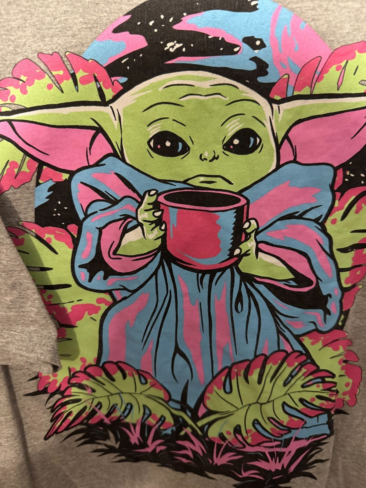 Star Wars Logo Mandalorian Grogu T-Shirt Men's Size XL Gray