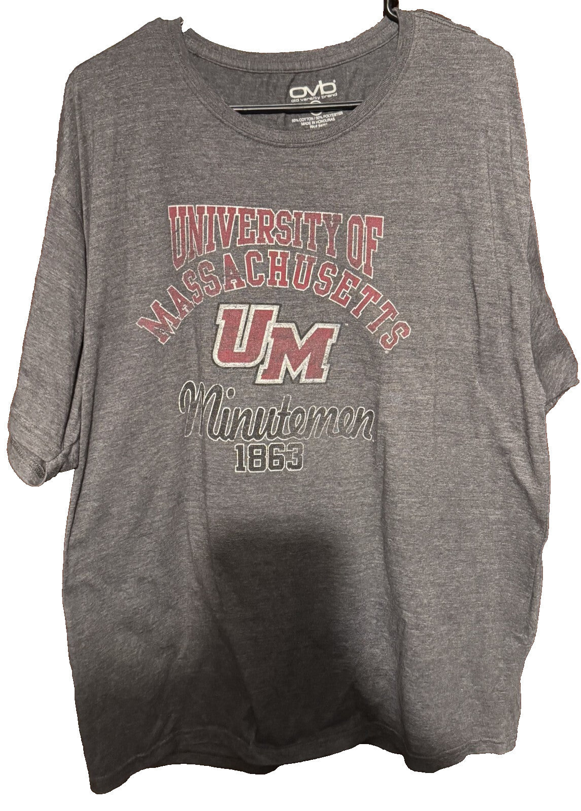 UMass Minutemen S/S Old Varsity Brand T-shirt Men's XXL Gray