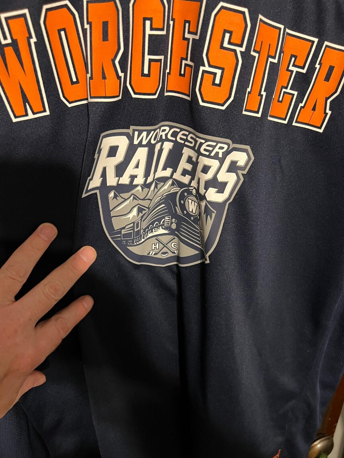 Worcester Railers Colosseum Football Blue Jersey Men Sz 2XL