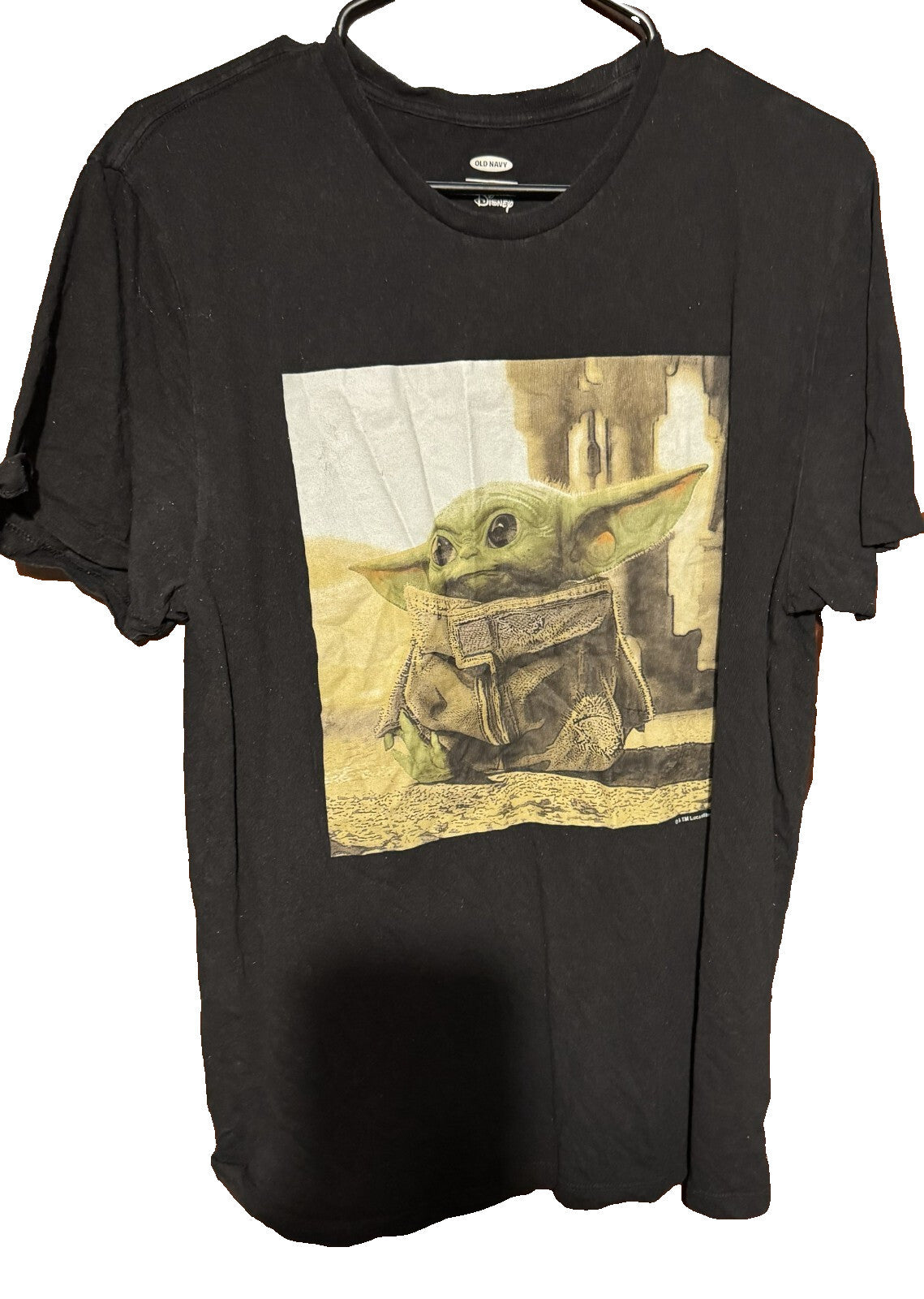 Star Wars Logo Mandalorian Grogu T-Shirt Men's Size L Black