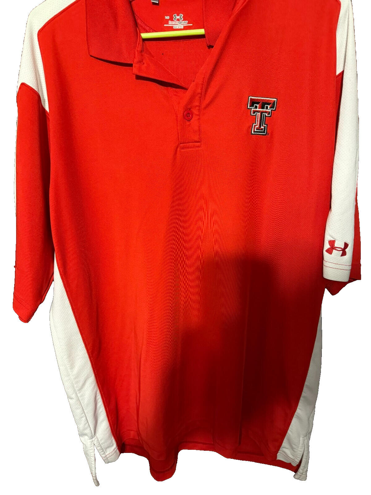 Texas Tech Red Raiders Polo Shirt Red NCAA Logo Under Armour Size L Men's