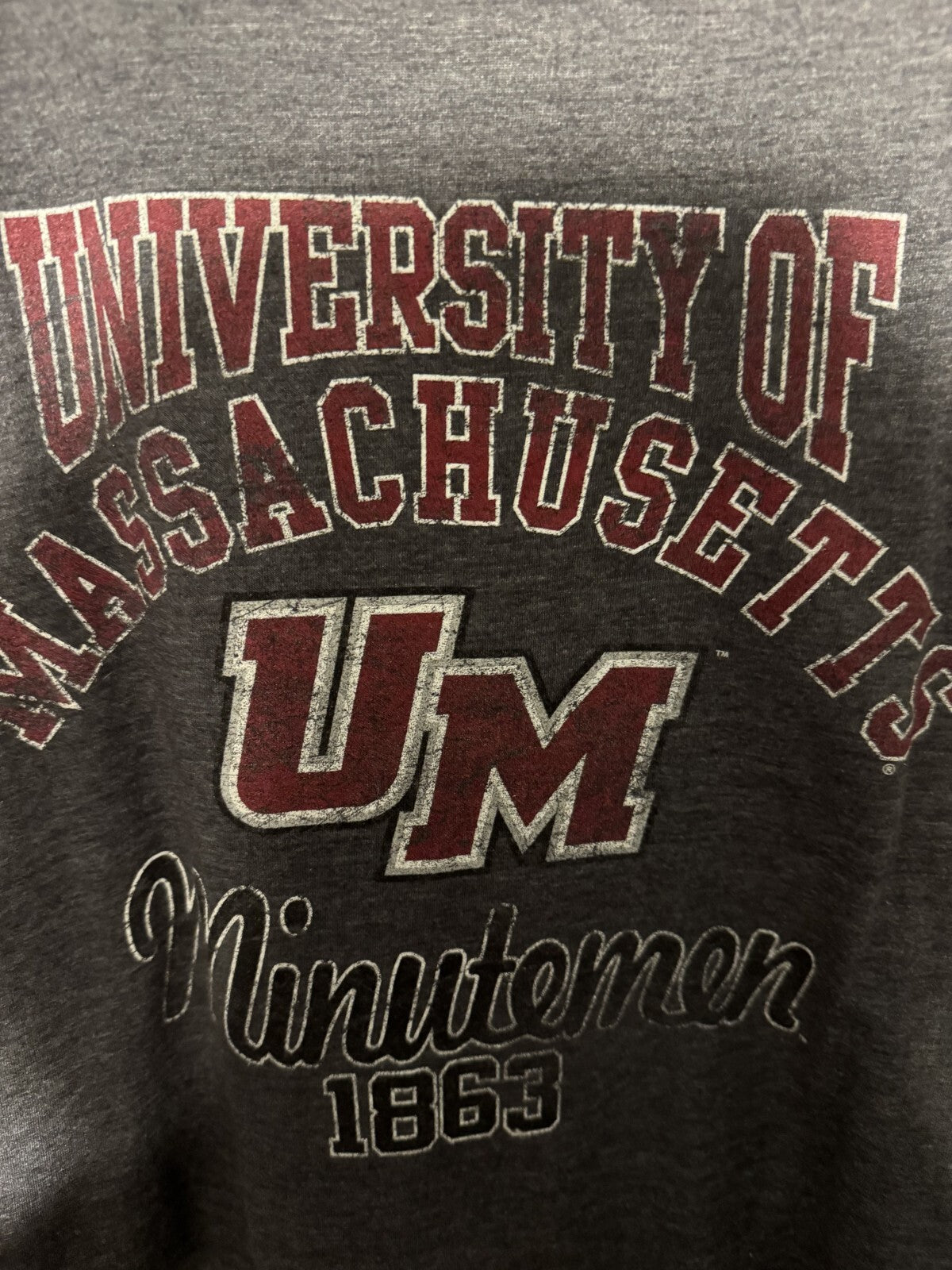 UMass Minutemen S/S Old Varsity Brand T-shirt Men's XXL Gray