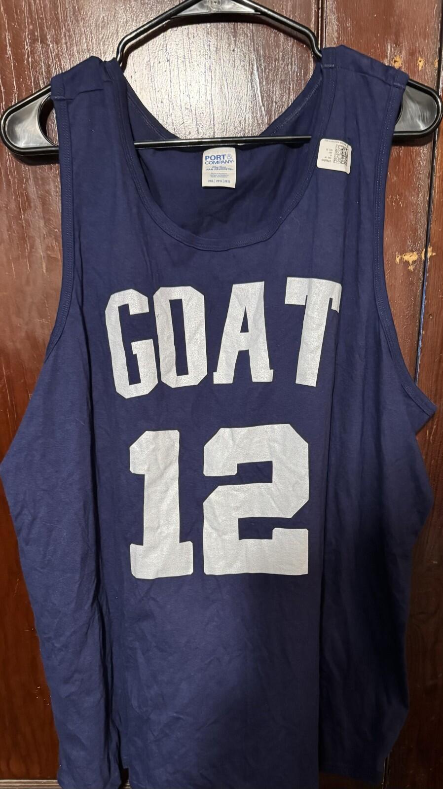 Tom Brady GOAT #12 Navy Tank Top Men Sz XXL New Without Tags