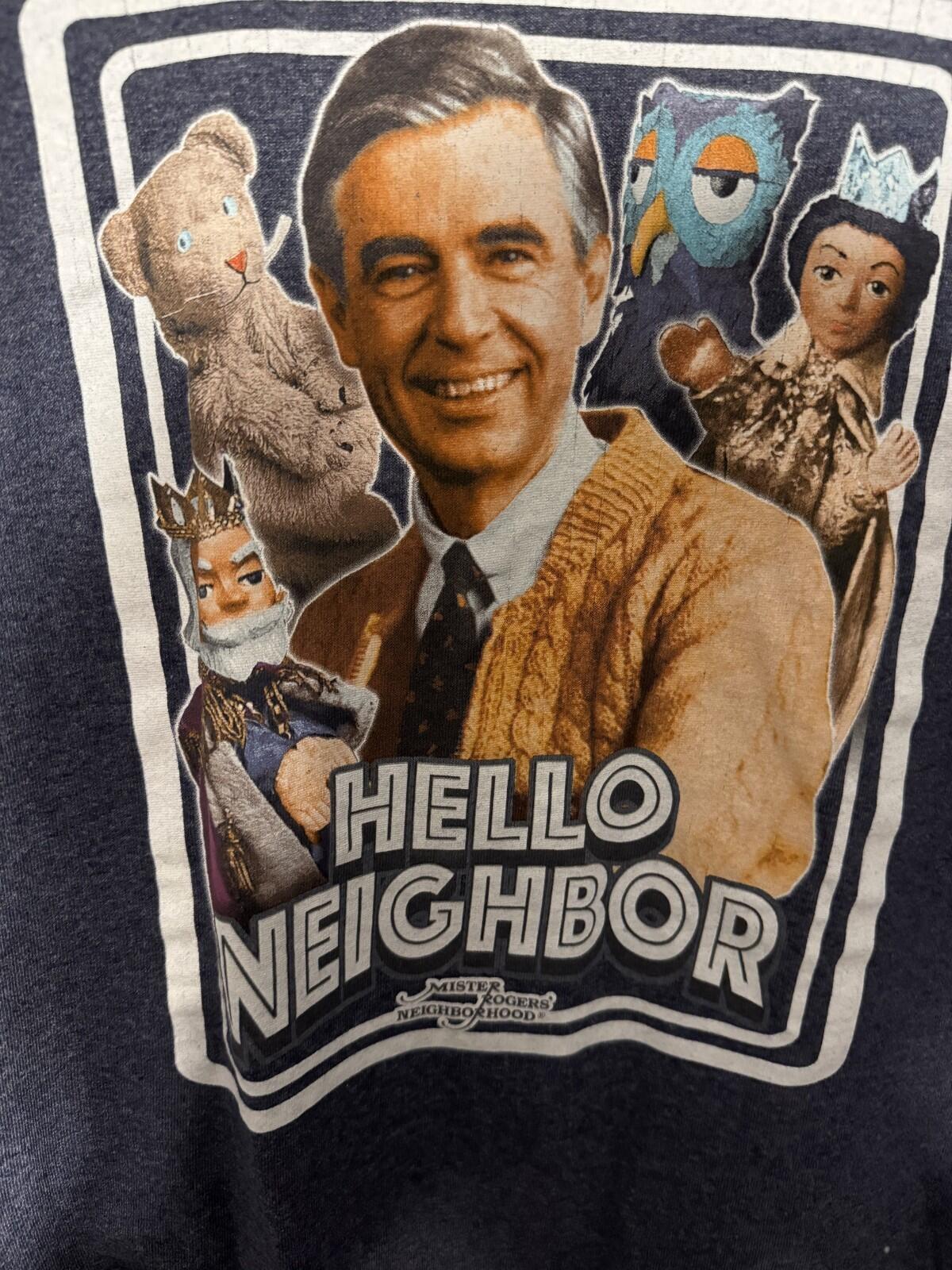 Mr. Rogers Neighborhood PBS TV Show T-Shirt Blue Men Size L