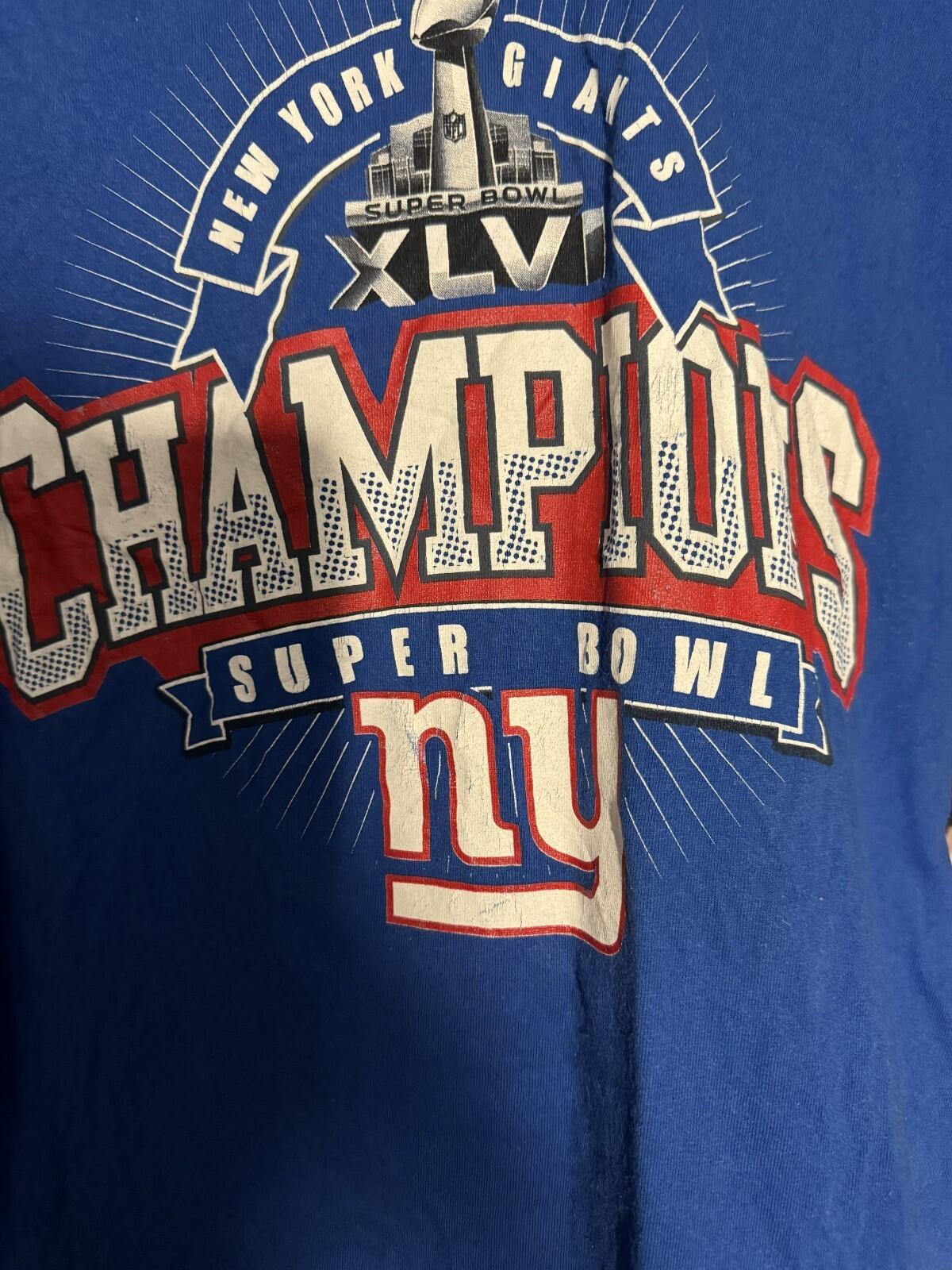 New York Giants Super Bowl XLV Champions T-Shirt Men Sz XL Blue