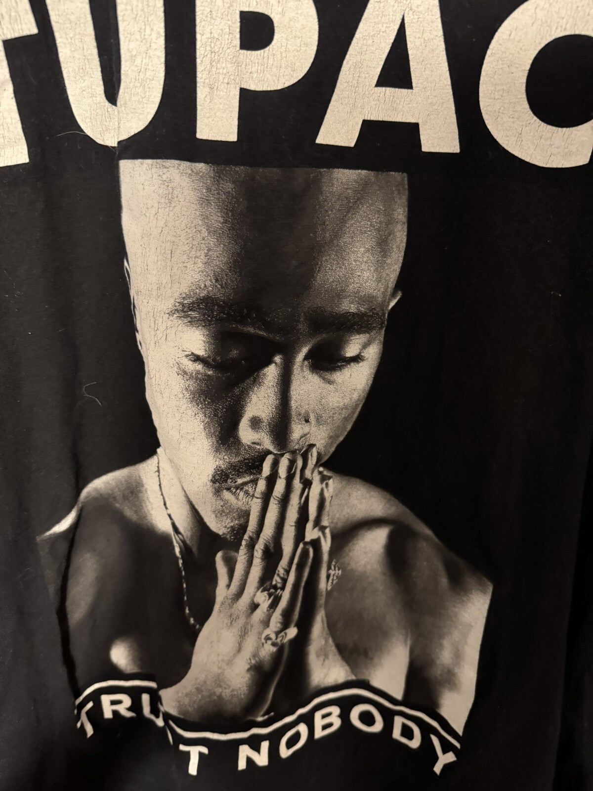 Tupac Shakur Trust Nobody Distressed t-shirt Black Men sz XL