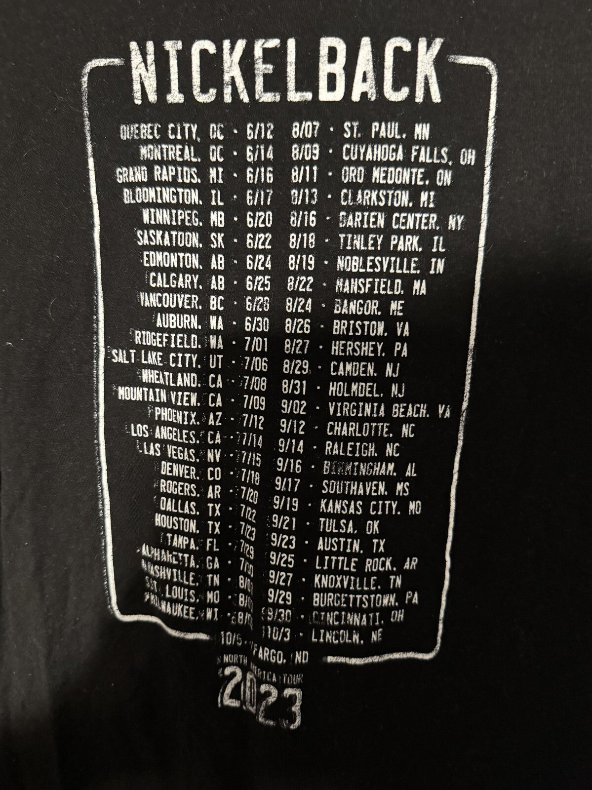 Nickelback 2023 Concert t-shirt Black Men's size L
