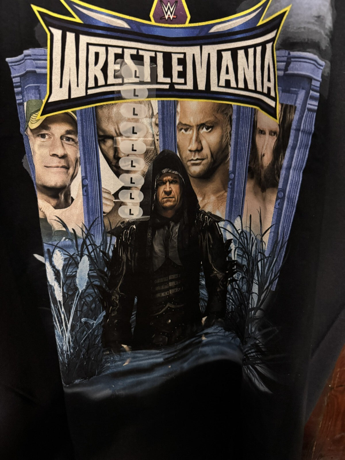 Wrestlemania 30 WWE Wrestling Cena Batista Taker T Shirt Men's Sz L Black NWOT