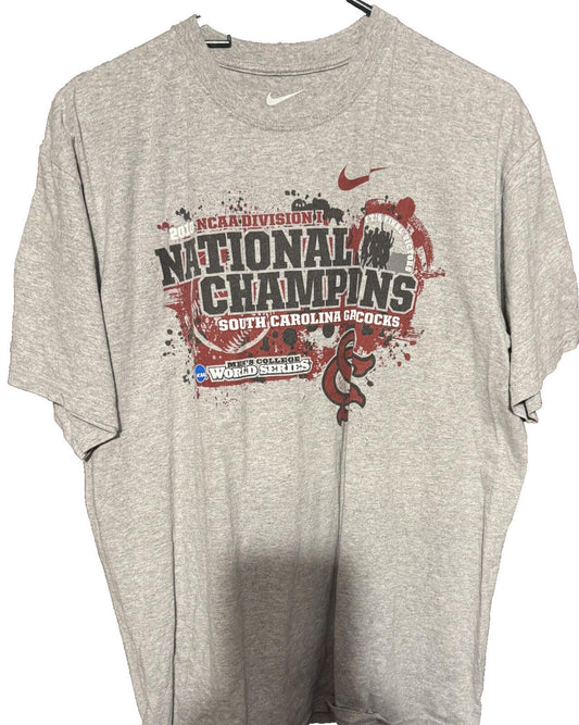South Carolina Gamecocks Nike 2010 National Champions T-shirt Men's size L Gray
