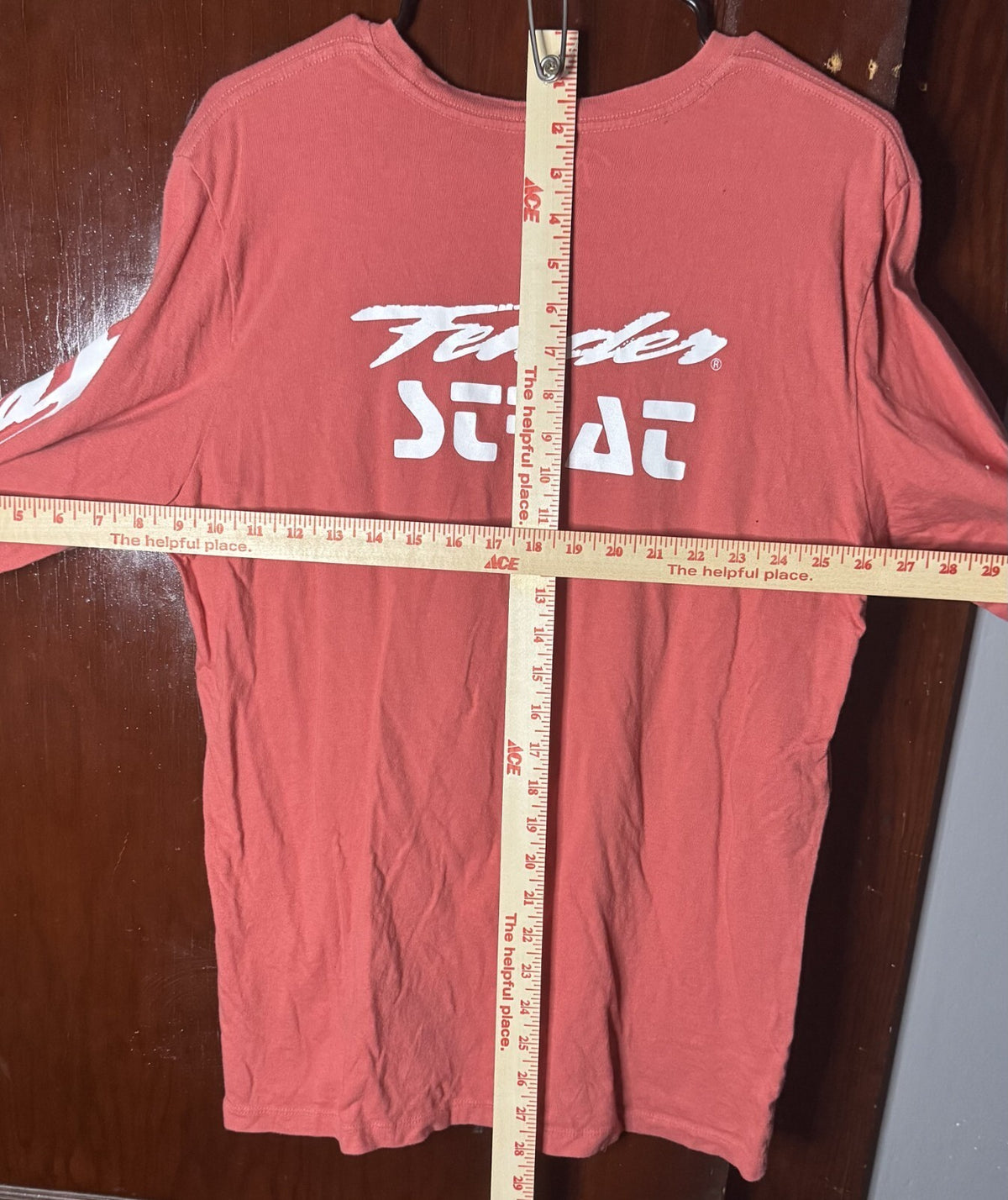 Fender Stratocaster Lucky Brand Long Sleeve Red T-shirt Men's size L