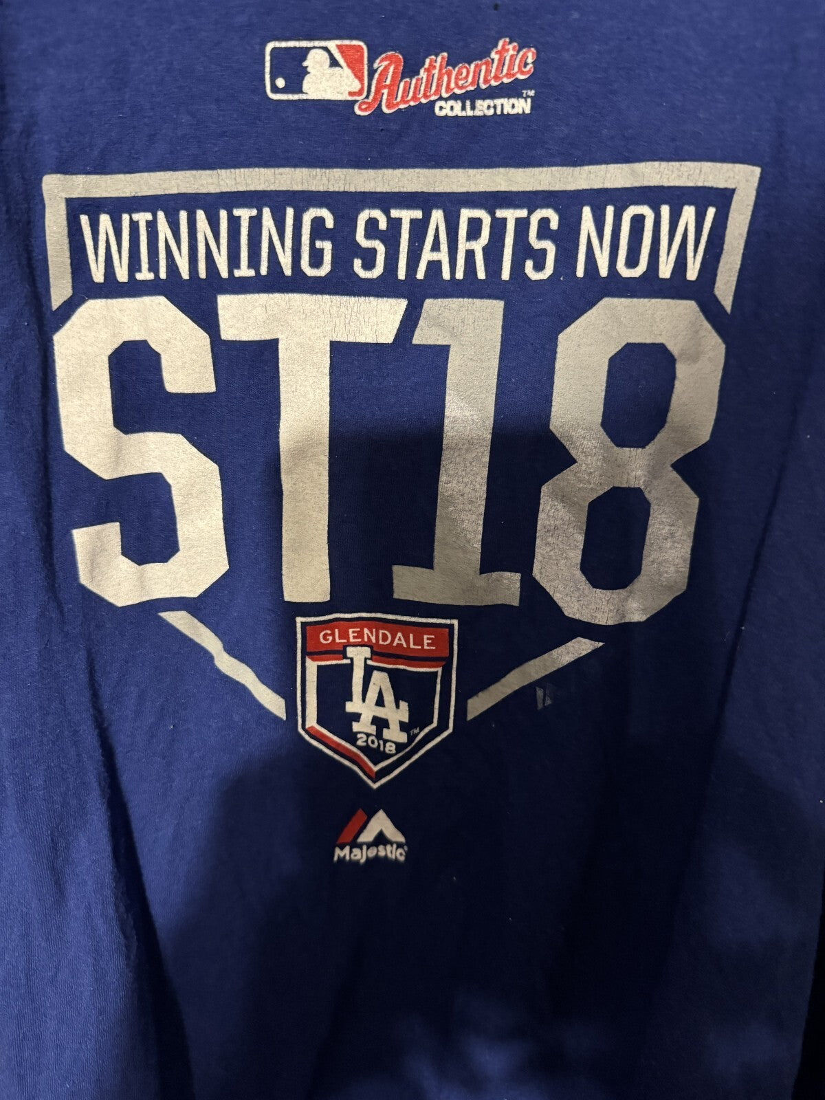 Los Angeles Dodgers Majestic 2018 Spring Training T-shirt Blue Men XL