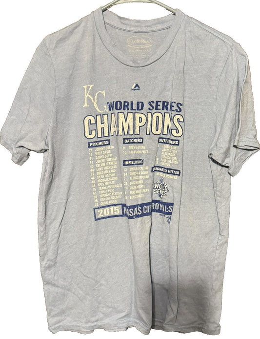 Kansas City Royals 2015 World Series Champions t-shirt Men's Size L Blue