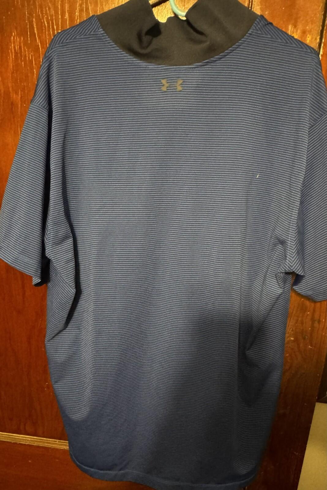 Under Armour Golf Polo Shirt Blue Striped Men's Size XXL