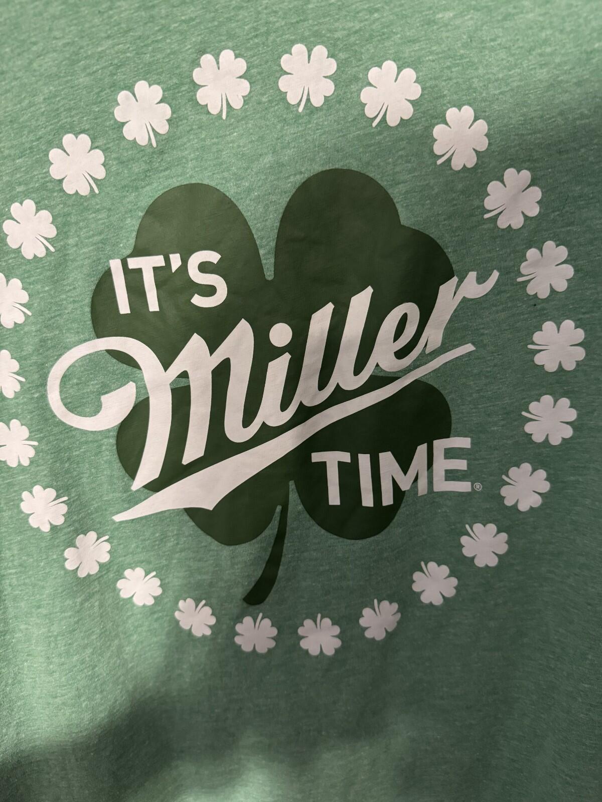 Miller Lite Beer Green Vintage Logo Tee Shirt Men Sz L