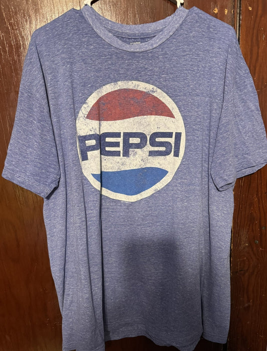 Pepsi Vintage Logo Tee Shirt Men Sz XL Blue