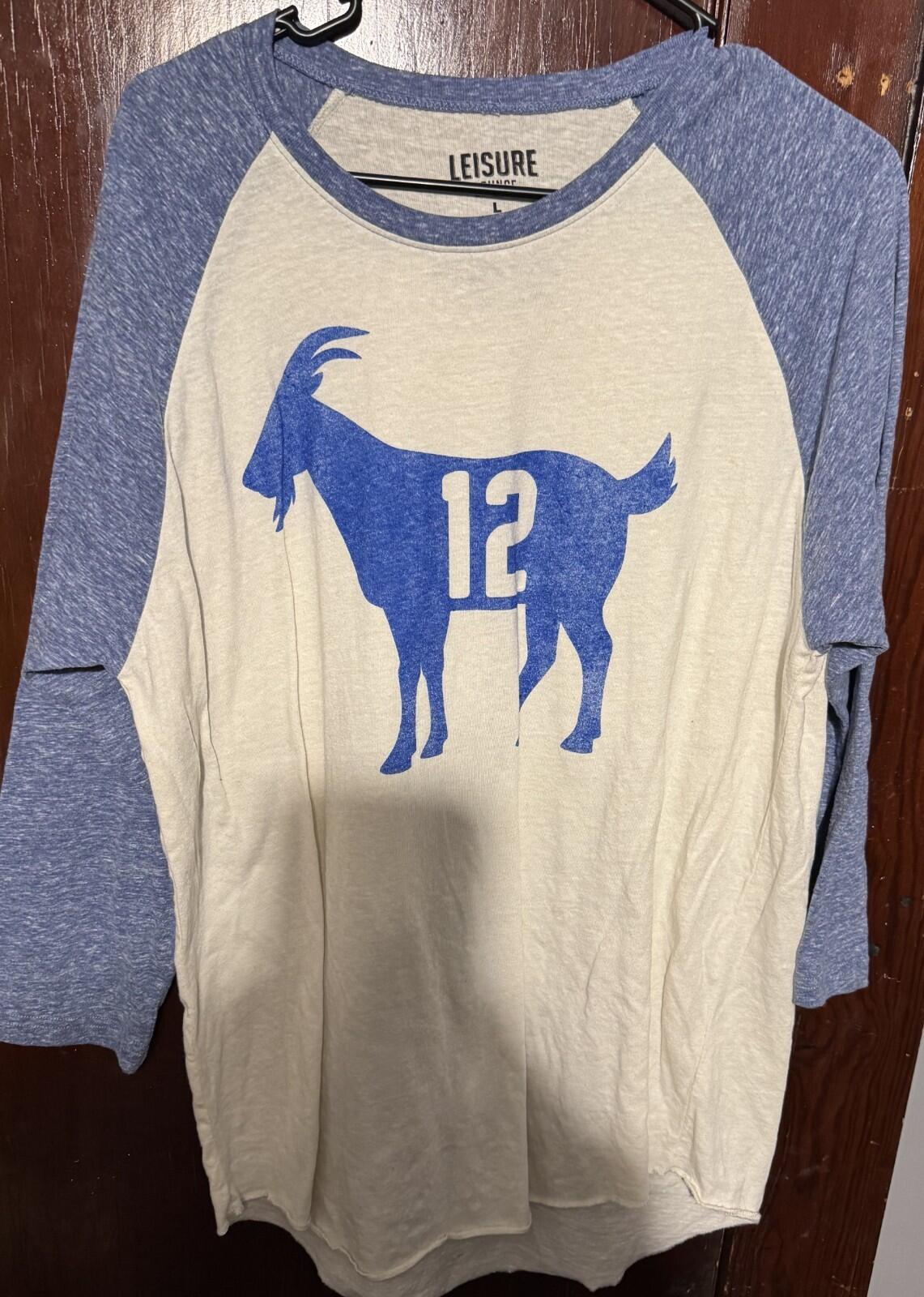 Tom Brady Raglan 3/4 Sleeve GOAT T-Shirt Men’s Sz L White
