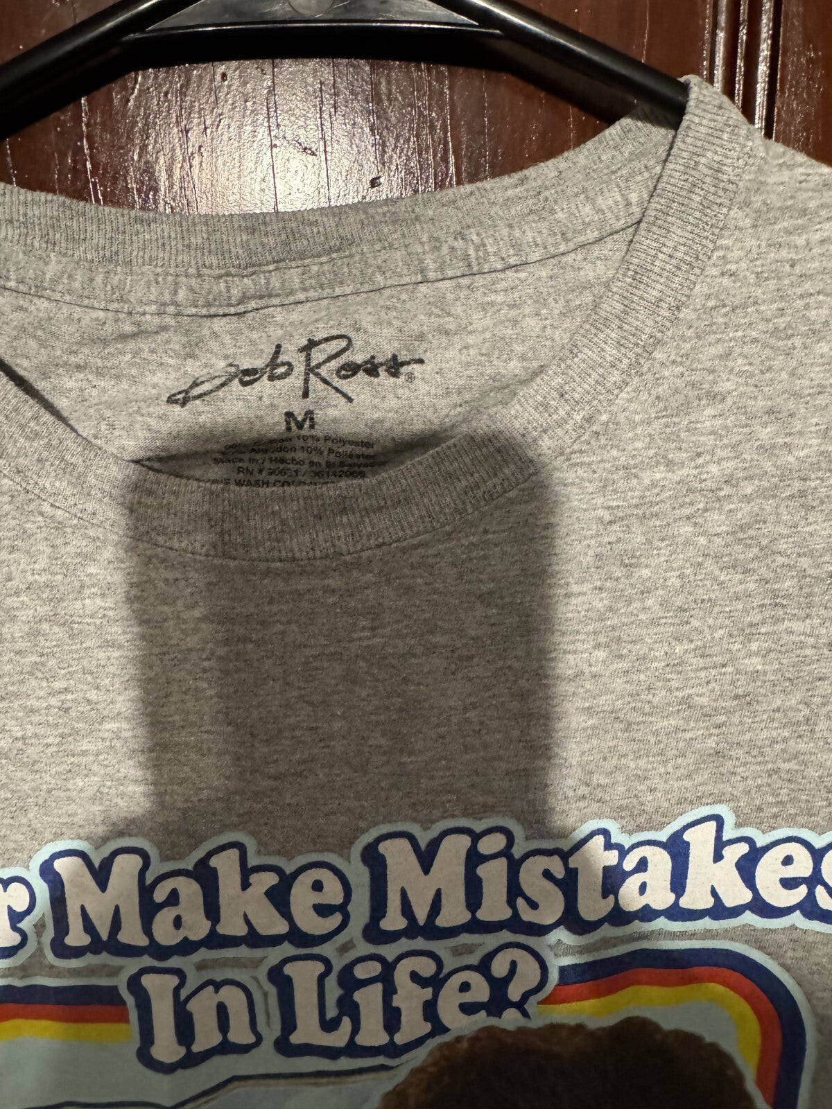 Bob Ross Mistakes in Life Character S/S T-Shirt Men's Sz M Gray