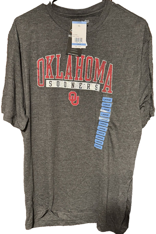 Oklahoma Sooners Gray Logo Tee Men's Size L NEW WITH TAGS
