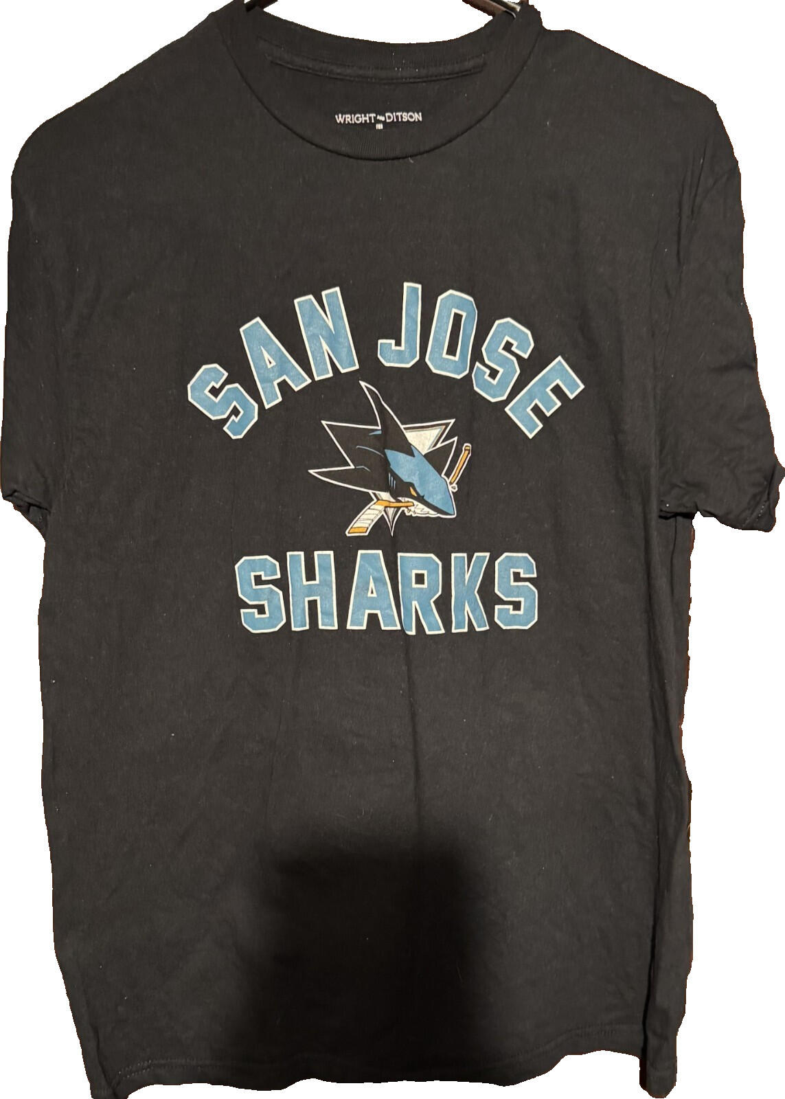 San Jose Sharks Wright & Ditson Black Logo T-Shirt Sz M ?