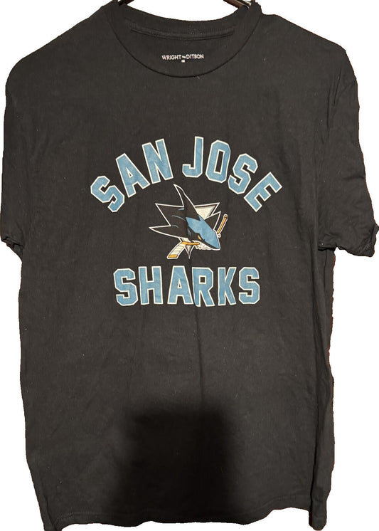San Jose Sharks Wright & Ditson Black Logo T-Shirt Sz M ?
