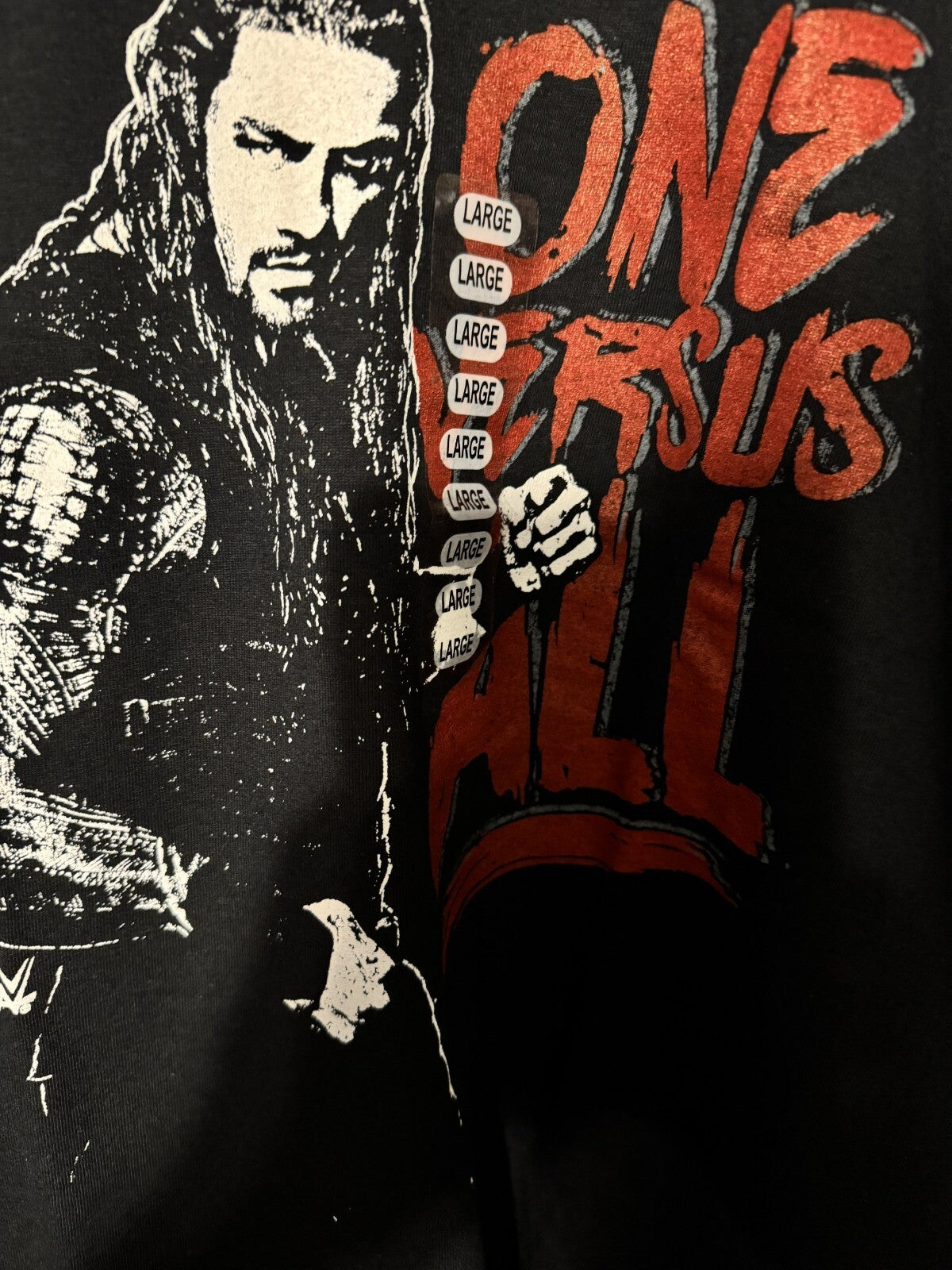 Roman Reigns WWE Wrestling One Vs. All T Shirt Men's Sz L Black NWOT