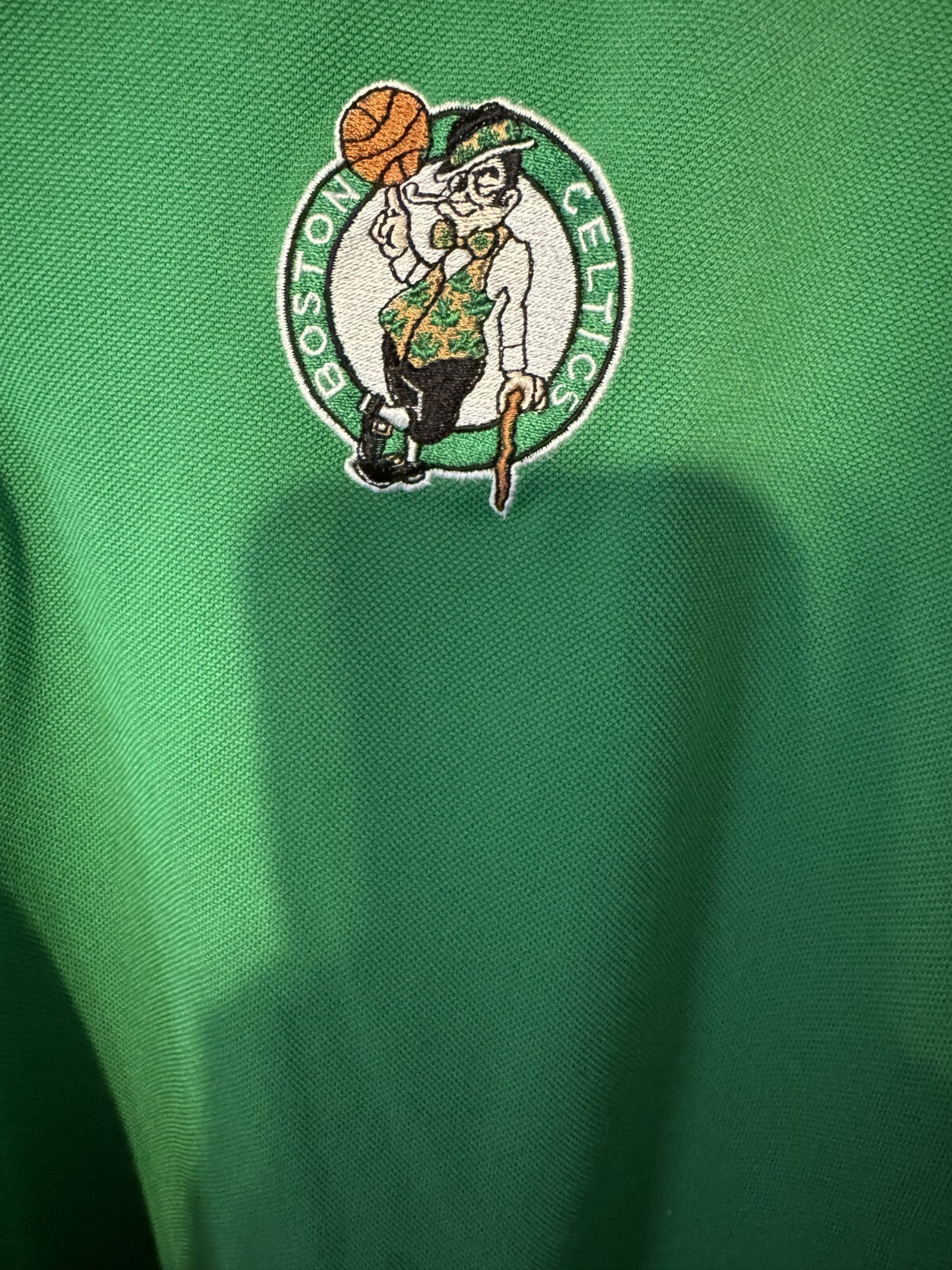 Boston Celtics Antigua Polo Shirt Men Size L NBA Green