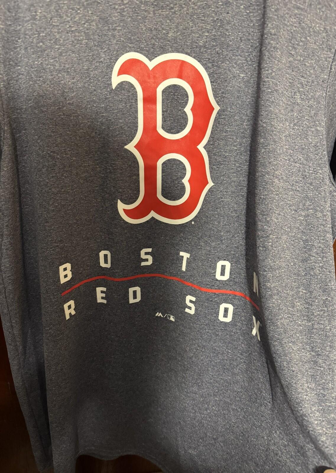 Boston Red Sox Majestic Short Sleeve Tee Men's L Gray MLB
