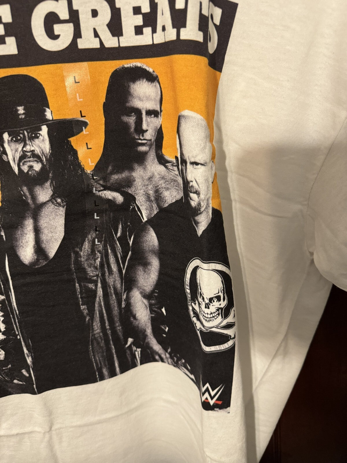 WWE Greats Wrestling HHH HBK Stone Cold Undertaker T-Shirt Men's Sz L White NWOT