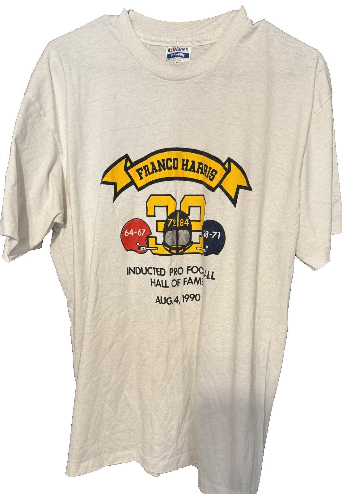 Pittsburgh Steelers Franco Harris Vintage HOF T-Shirt Men Sz XL White