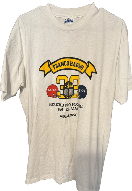 Pittsburgh Steelers Franco Harris Vintage HOF T-Shirt Men Sz XL White