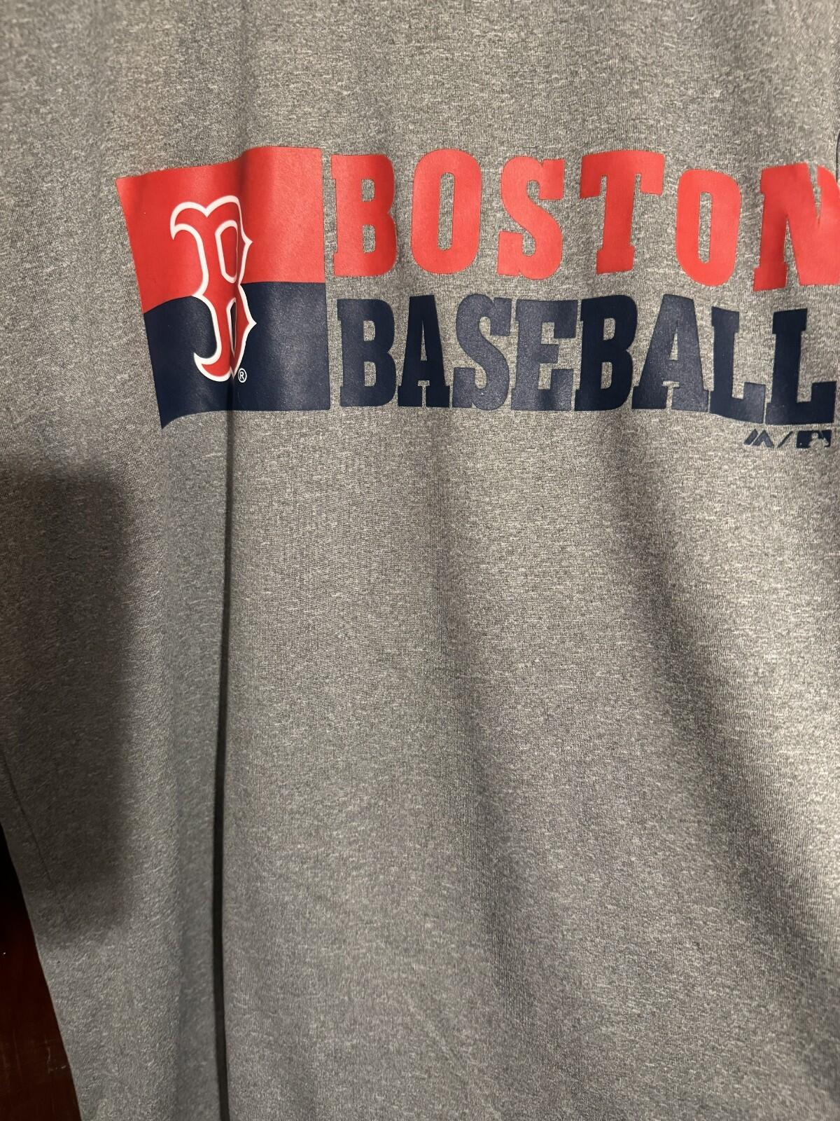 Boston Red Sox Majestic Short Sleeve Tee Men's L Gray MLB